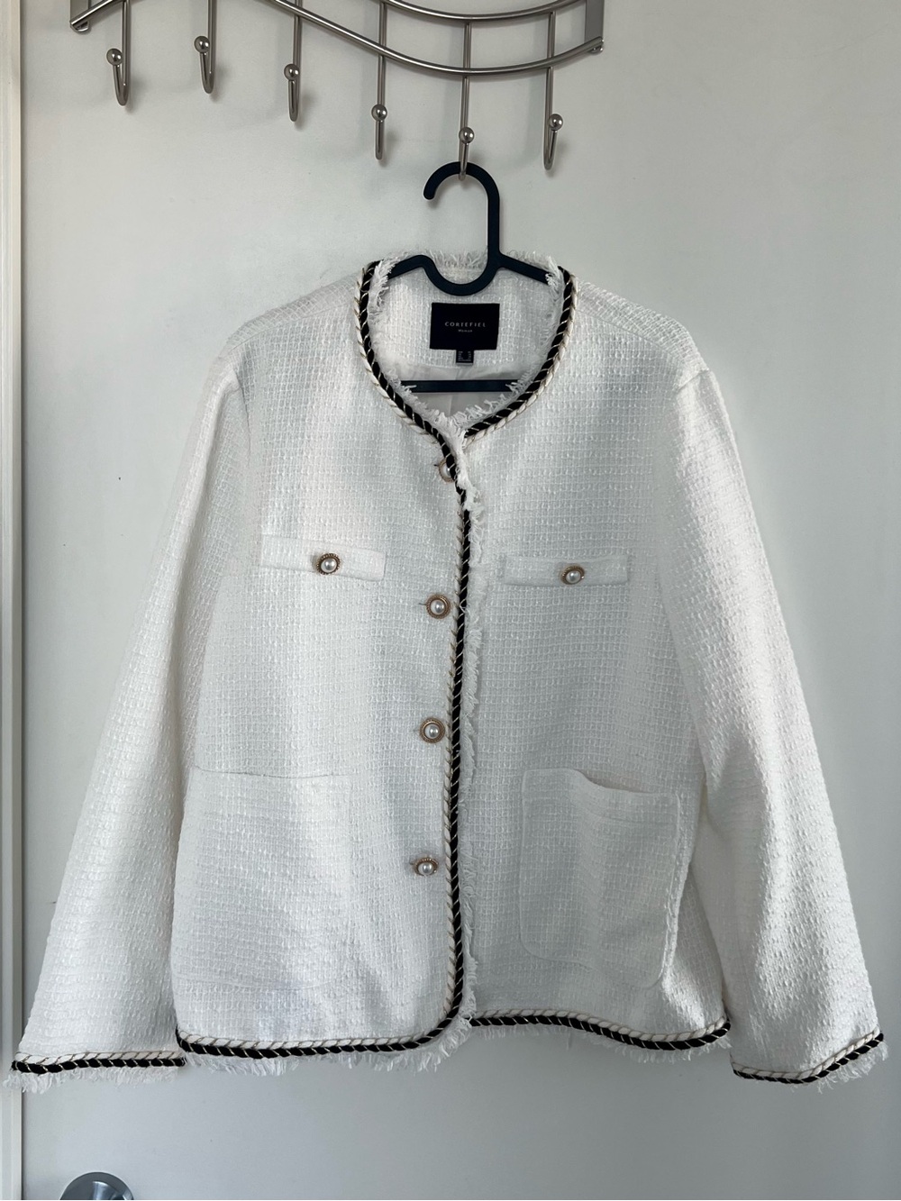 Cortefiel White Tweed Jacket Blazer